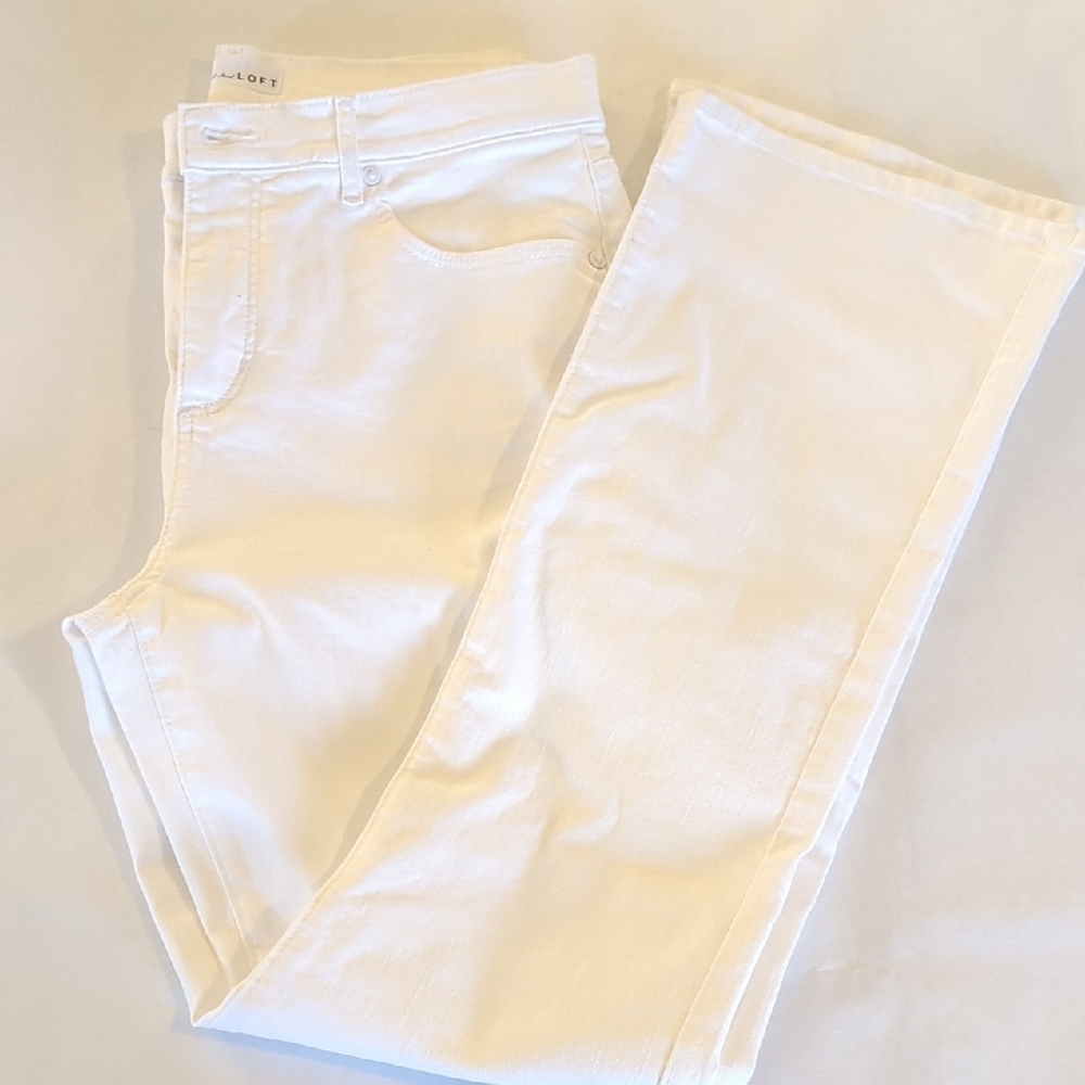 LOFT Women's Cream Straight Leg Jeans